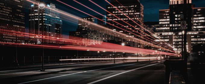 City light trails at night
